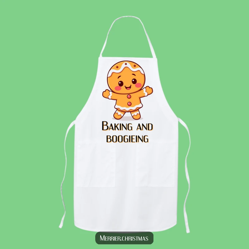 Funny Gingerbread Dance Apron - Happy Iced Baker, Perfect for Holiday Cooking!