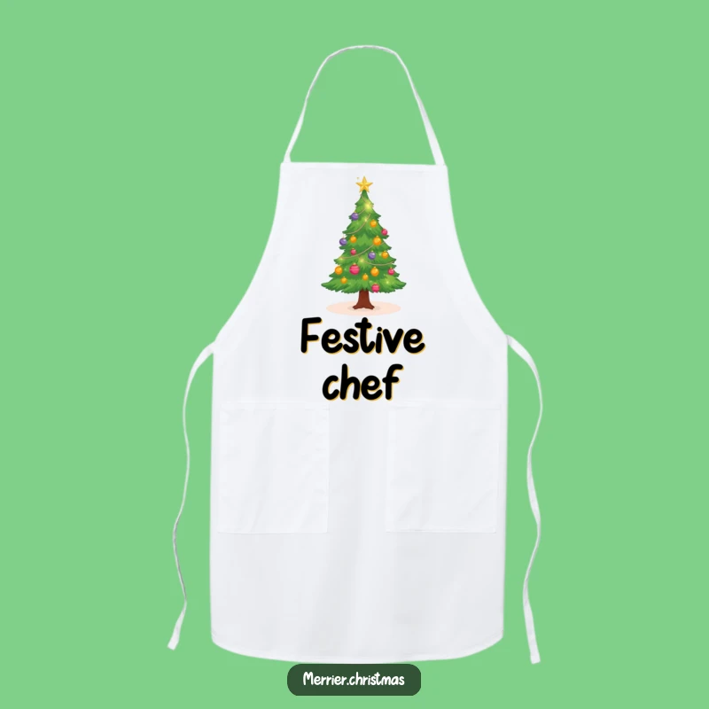 Funny Sparkling Christmas Tree Apron: Cook Up Holiday Cheer in Style