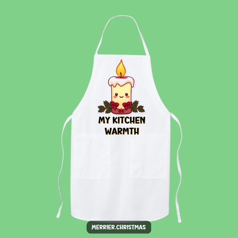 Funny Christmas Candle Apron: Smiling Flame Cook's Apron, Hilarious Kitchen Gift