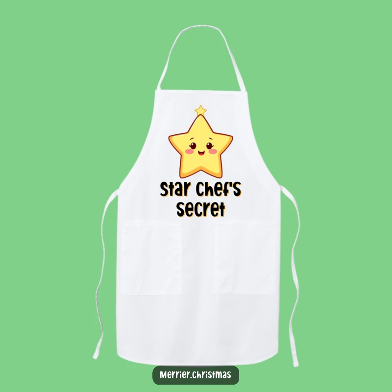 Funny Christmas Star Apron - Twinkling Chef Character, Great Humorous Gift!