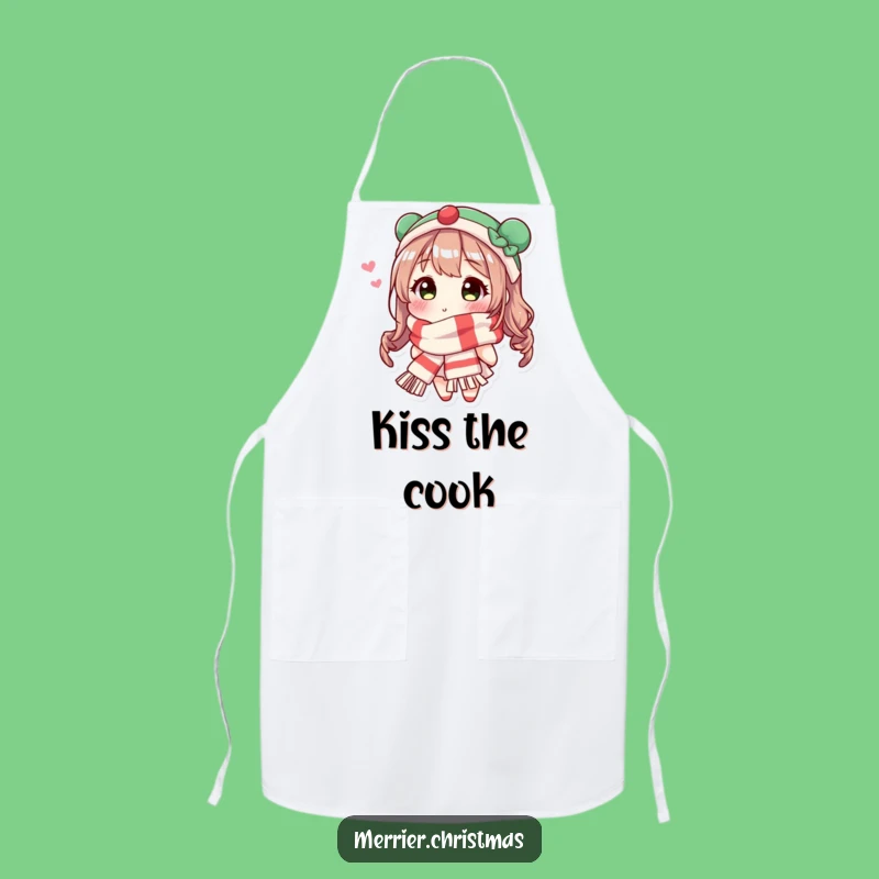 Funny Festive Scarf Kiss Apron: Cook with Holiday Cheer and Love!