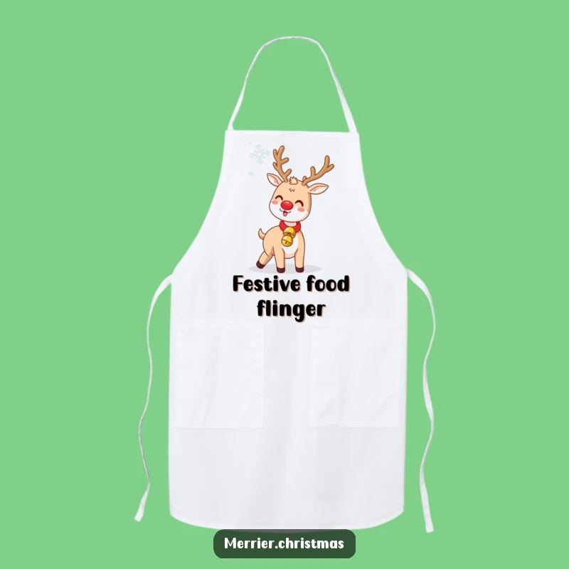 Funny Jingle Bell Reindeer Apron: Cook with Festive Holiday Fun!