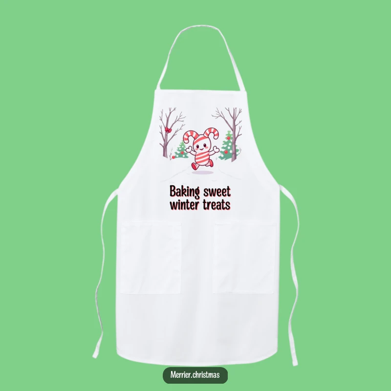 Funny Kawaii Candy Cane Apron: Festive Snow Path Kitchen Fun, Perfect Cook Gift