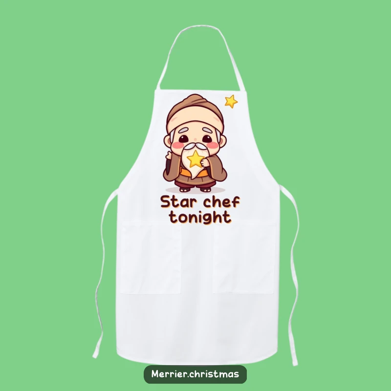 Funny Kawaii Wise Man Apron: Cook with Enlightened Cheer