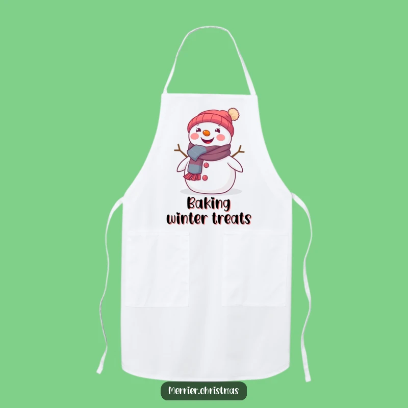 Funny Snowman Chef Apron - Festive Scarf Kitchen Gift