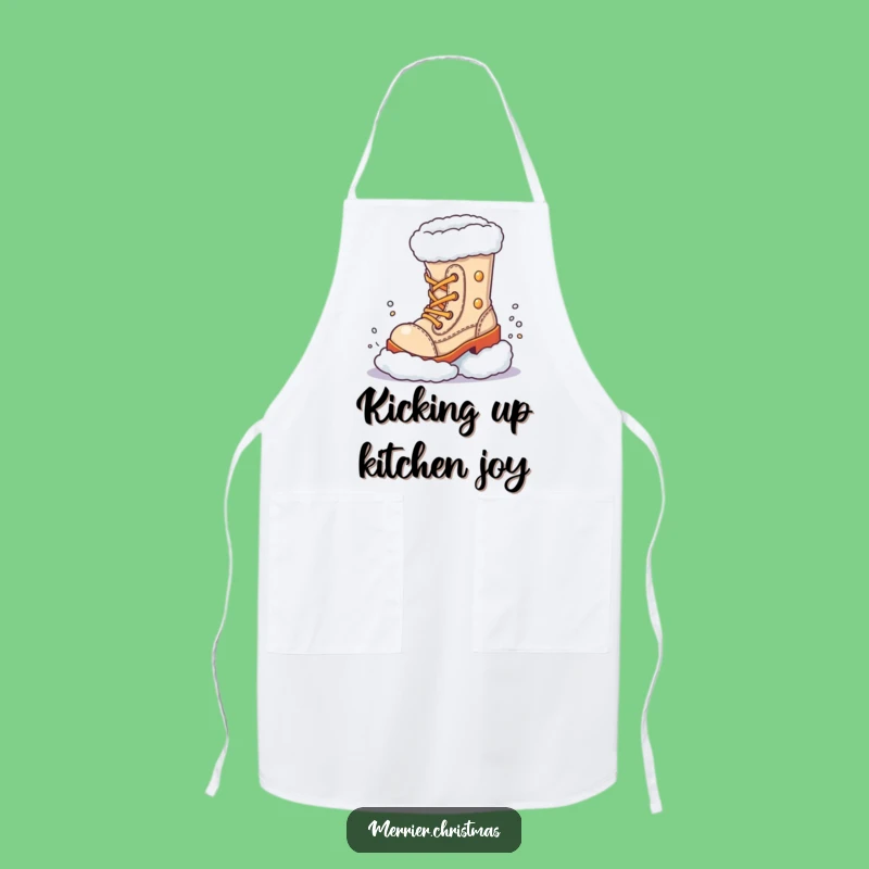 Funny Festive Boot Snow Kick Apron - Cook and Laugh This Winter!