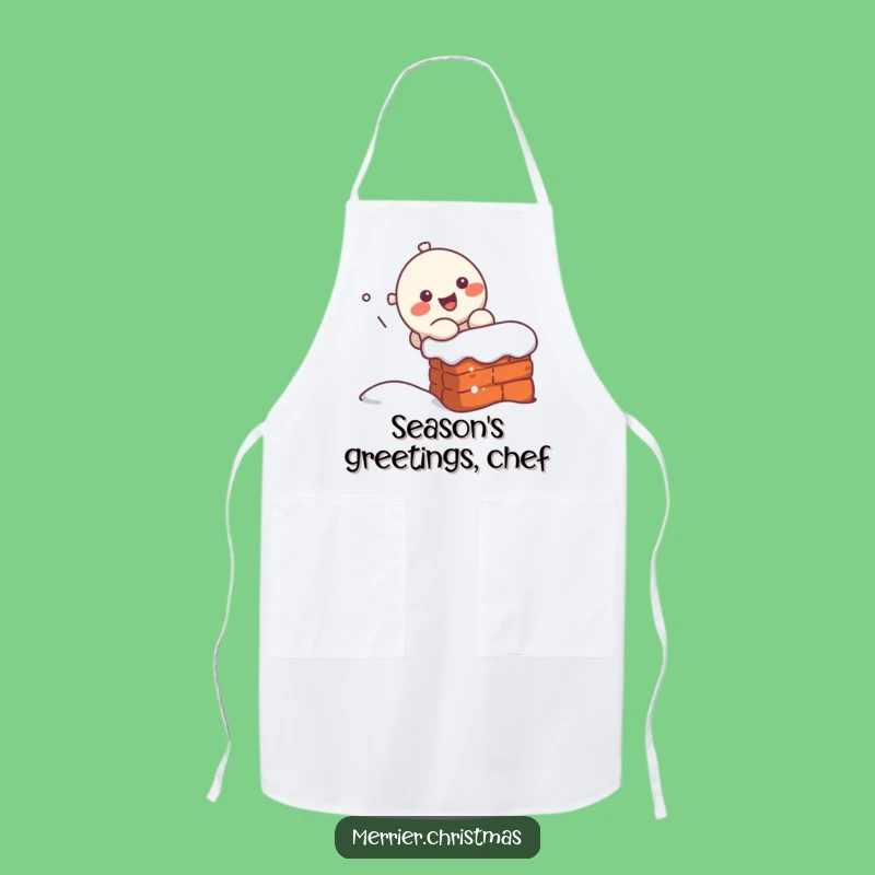 Funny Kawaii Chimney Slider Apron: Cook Up Some Laughs This Holiday Season!
