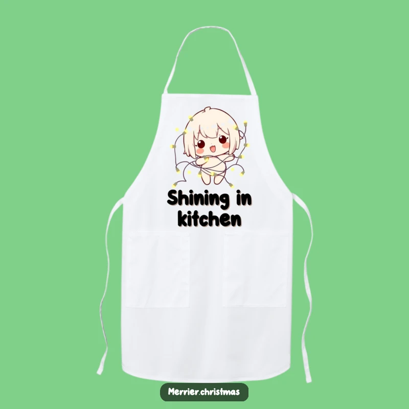 Funny Kawaii Tangled Lights Apron: Cook Up Some Holiday Cheer (and Mayhem!)