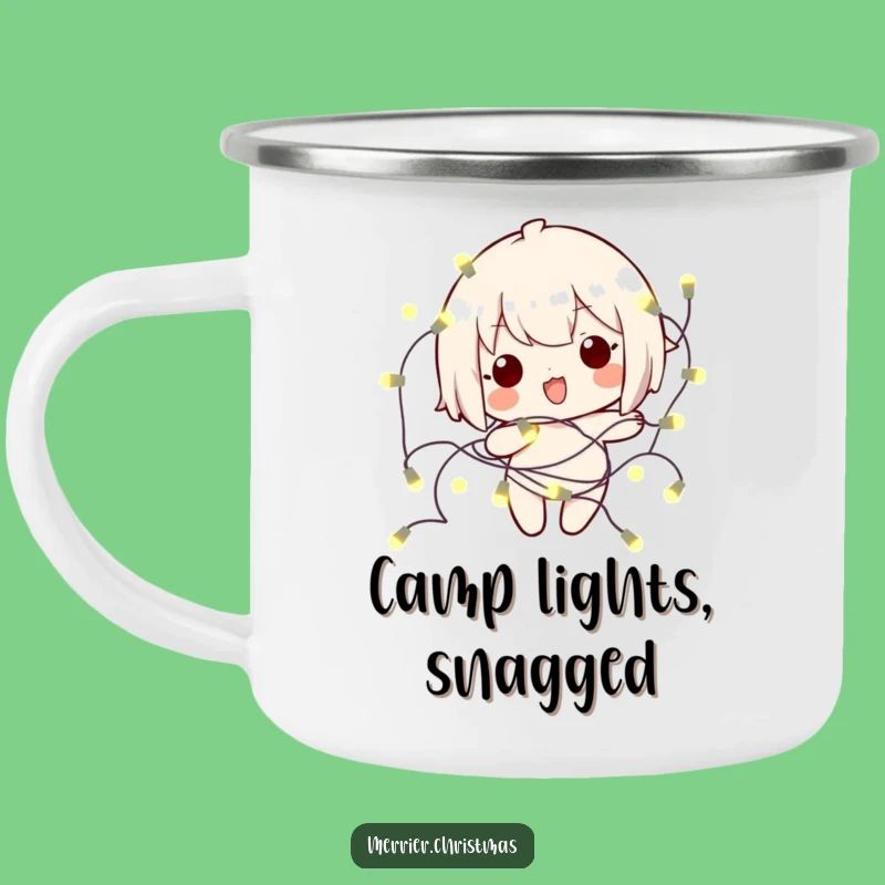 Funny Kawaii Tangled Lights Camping Mug: Your Hilarious Buddy for Cozy Adventures!