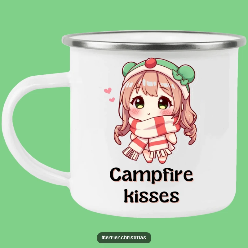 Funny Festive Scarf Kiss Camping Mug: Share Holiday Cheer Outdoors!