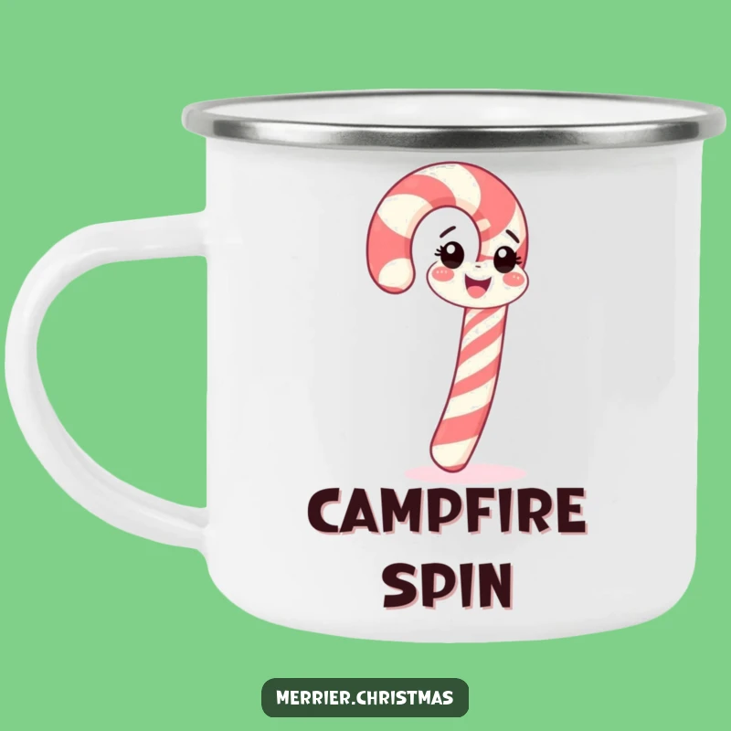 Funny Candy Cane Spin Camping Mug: Sweet Outdoor Holiday Cheer