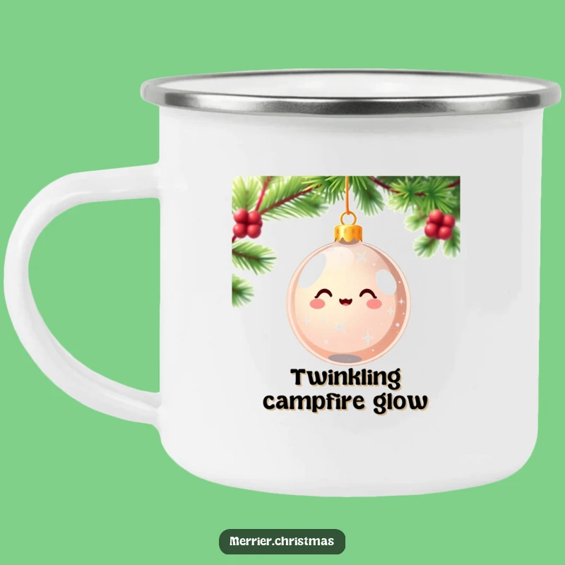 Funny Christmas Ornament Camping Mug - Sparkling Kawaii Delight - Festive Outdoor Gift
