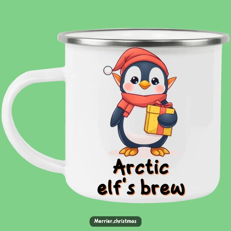 Funny Elf Penguin Camping Mug - Festive Outdoor Gift, Perfect for Holiday Adventures!