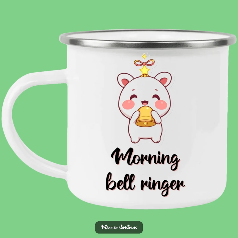 Funny Enamel Mug: Kawaii Bell Drinkware, Rustic Funny Gift for Campers