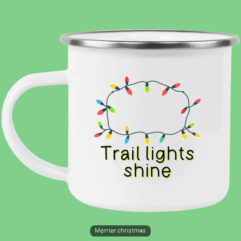 Funny Festive Christmas Lights Camping Mug: Cheerful Pattern for Outdoor Glow