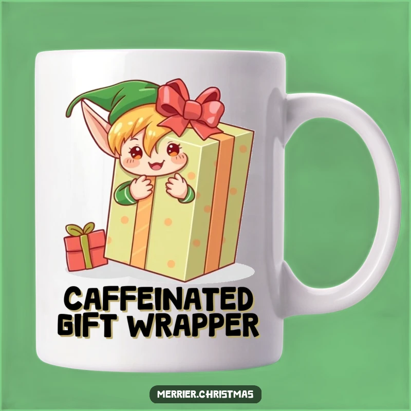 Funny Elf Wrapping Gift Mug: Enthusiastic Character, Perfect Hilarious Funny Gift