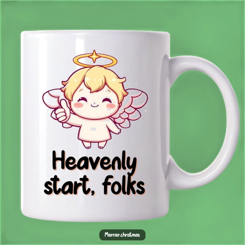 Funny Kawaii Angel Mug: Cheerful Thumbs Up for a Heavenly Gift