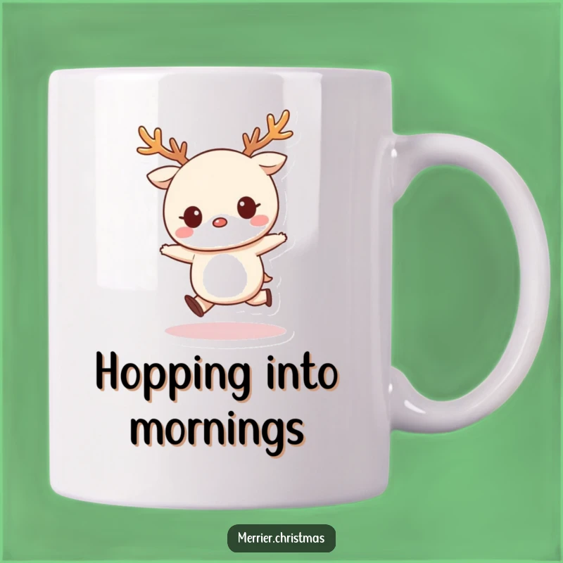 Funny Kawaii Reindeer Skip Mug, Festive Cheer and Humorous Gift!