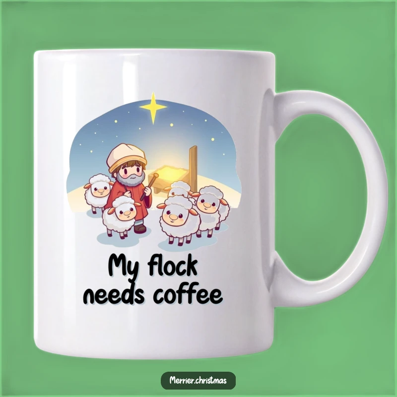 Funny Kawaii Shepherd Mug: Adorable Cartoon Guiding Sheep, Perfect Christmas Gift