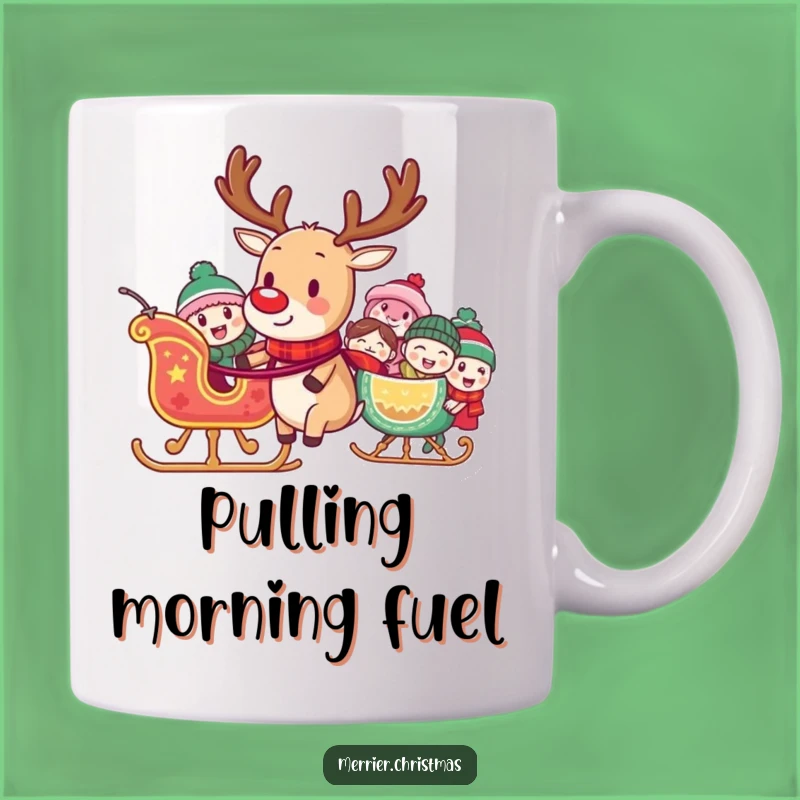 Funny Reindeer Sleigh Mug - Joyful Character Gift for Merry Moments