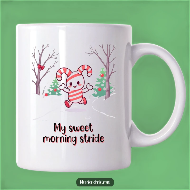 Funny Kawaii Candy Cane Mug: Merry Snow Path, Perfect Christmas Gift Idea