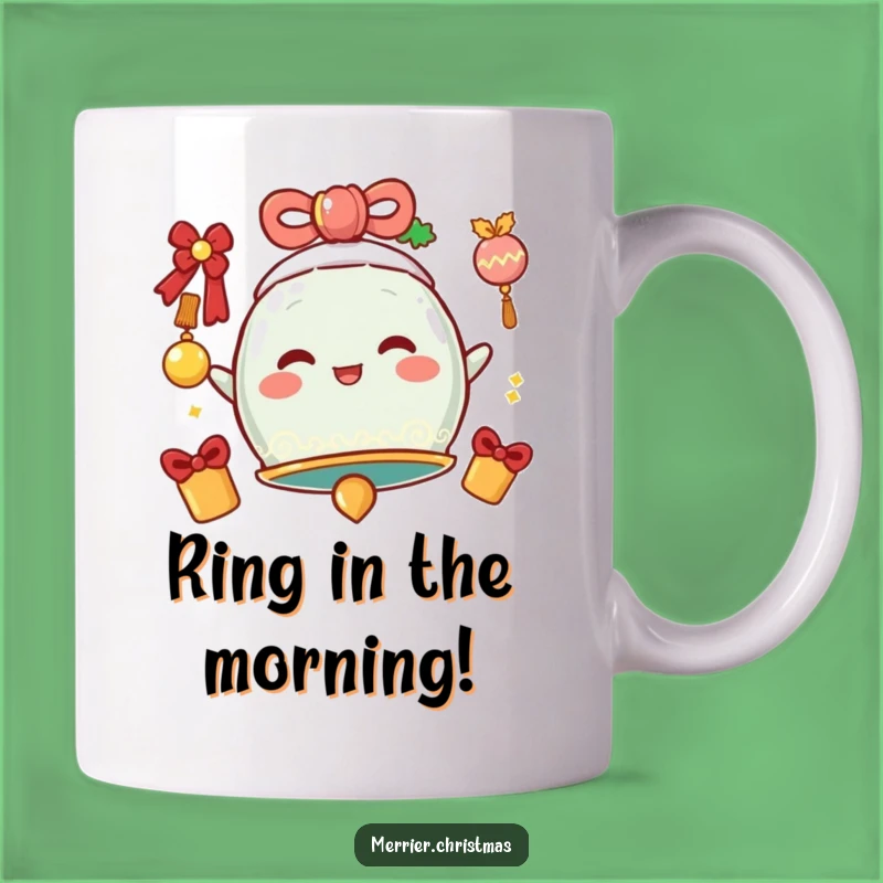 Funny Jingle Bell Mug - Cheerful Festive Character, Perfect Humorous Gift!