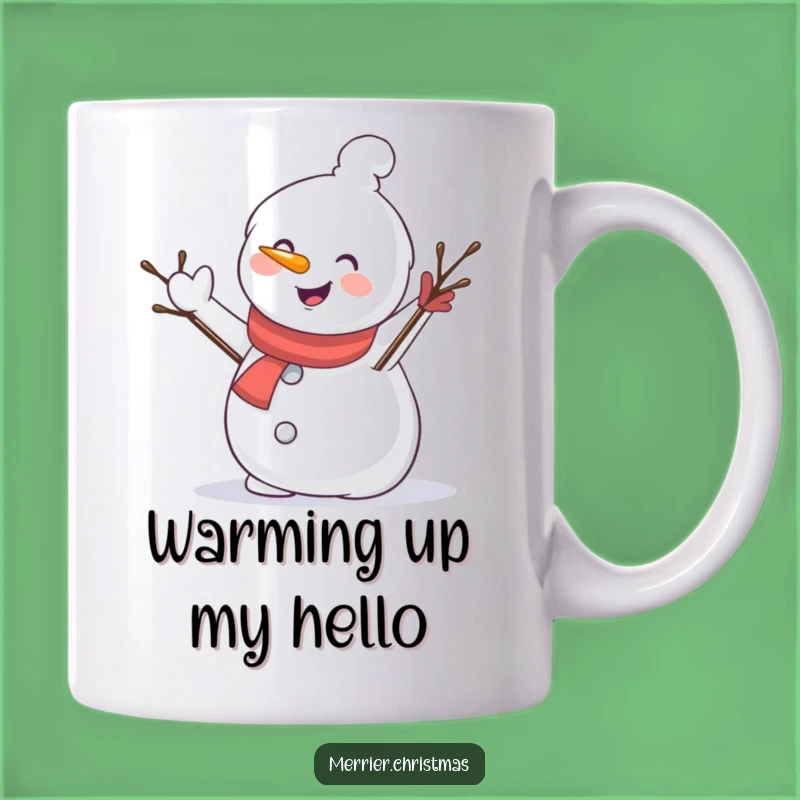 Funny Snowman Waving Mug: Cheerful Winter Greeting and Perfect Gag Gift