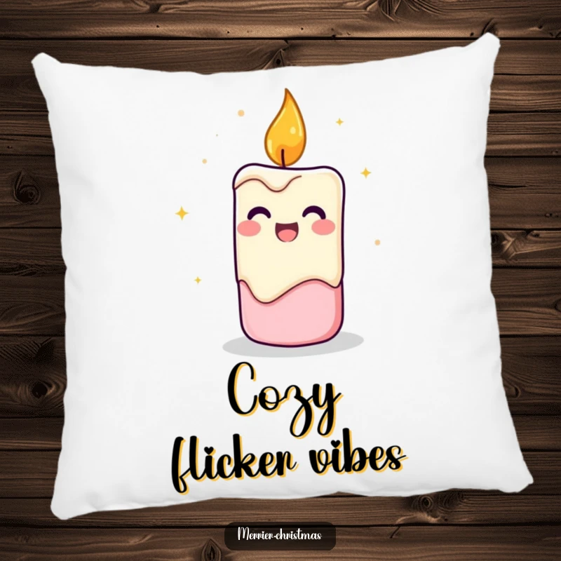 Funny Candle Pillow designed with a flickering candle character radiating cheerful energy, perfect for adding comfort and humor.