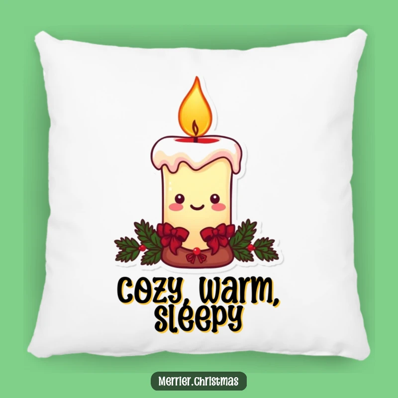 Funny Christmas Candle Pillow: Cozy Smiling Flame Cushion, Hilarious Home Gift