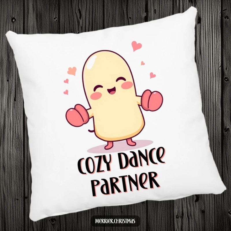 Funny dancing mitten pillow, a cute character full of glee, happily dancing and adding cozy cheer.