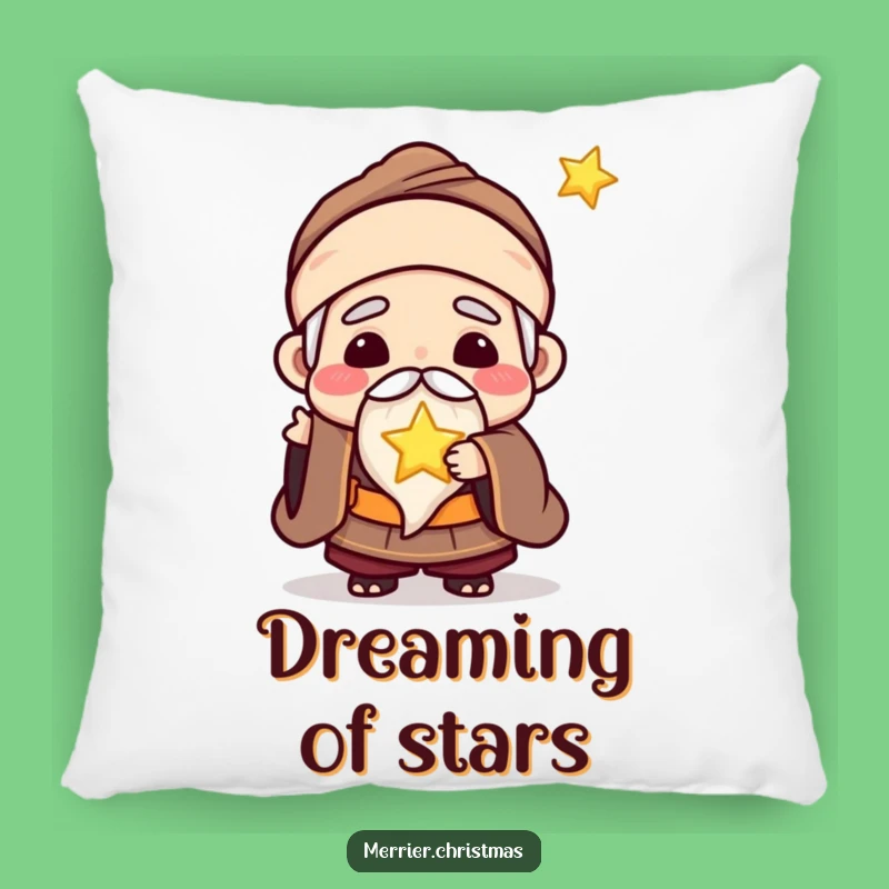 Funny Kawaii Wise Man Pillow: Cozy Comfort with a Glowing Star