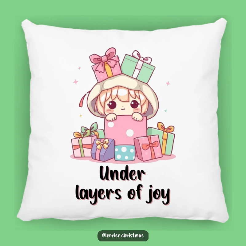 Soft Funny Kawaii Peeking Present Pile Pillow, Comfy Humor Gift!