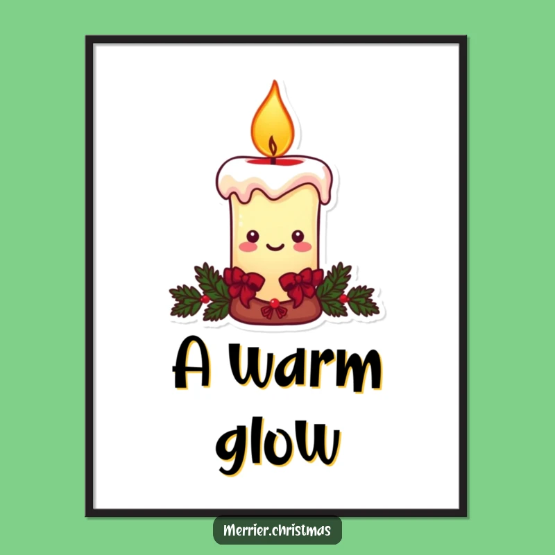 Funny Christmas Candle Digital Print: Smiling Flame Art, Humorous Gift Download
