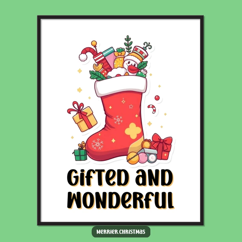 Funny Christmas Stocking Digital Print: Instant Holiday Cheer for Your Walls