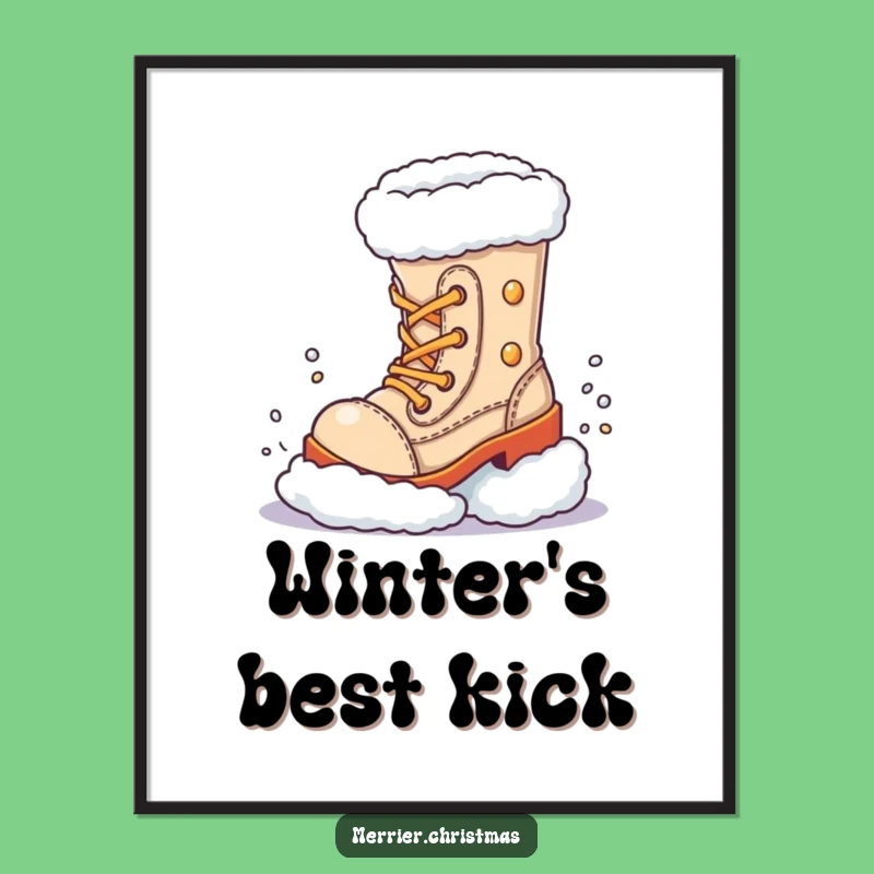 Funny Festive Boot Snow Kick Digital Art - Hilarious Winter Decor!