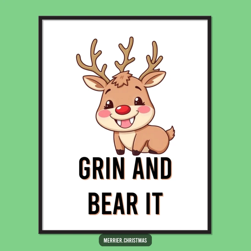 Funny Reindeer Digital Art: Goofy Grin Print for Hilariously Festive Home Decor