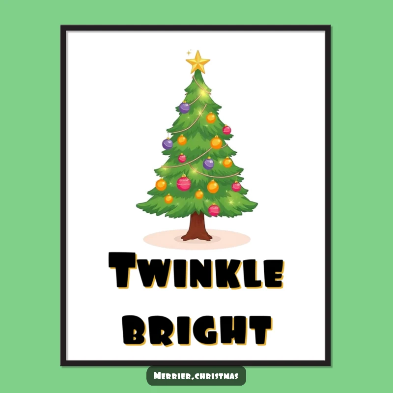 Funny Twinkling Christmas Tree Digital Art: Sparkling Ornaments for Instant Festive Decor