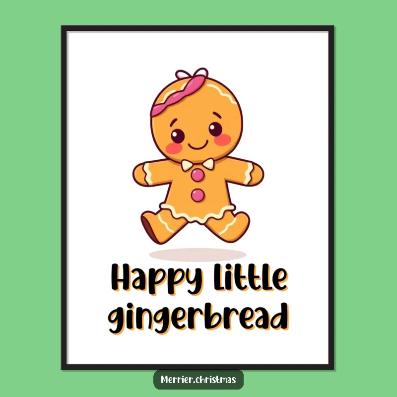 Funny Gingerbread Hop Digital Print: Festive Wall Decor and Sweet Gift