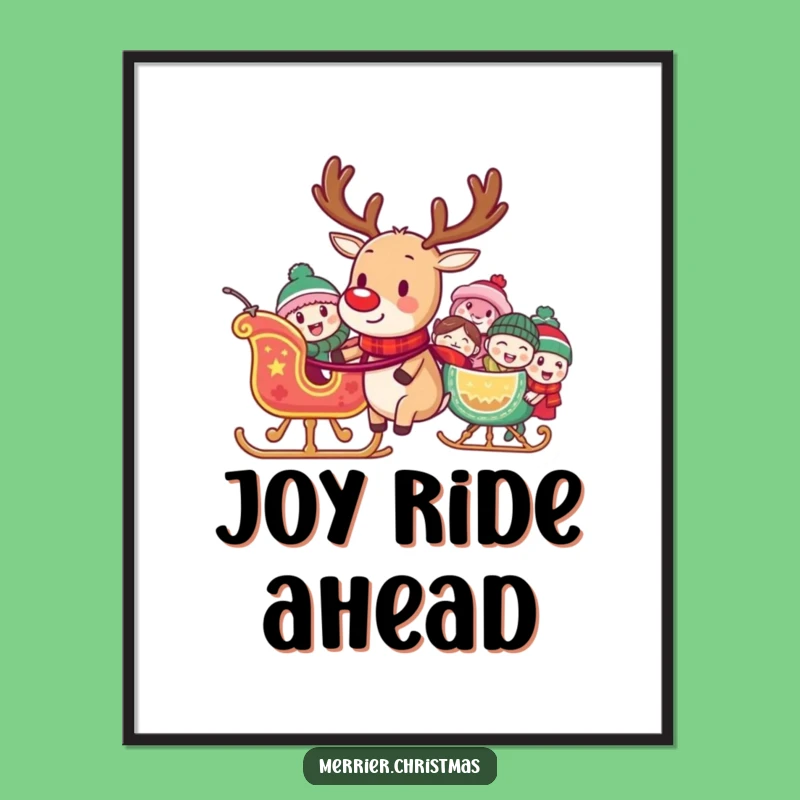 Funny Reindeer Sleigh Digital Art - Instant Holiday Cheer for Your Space