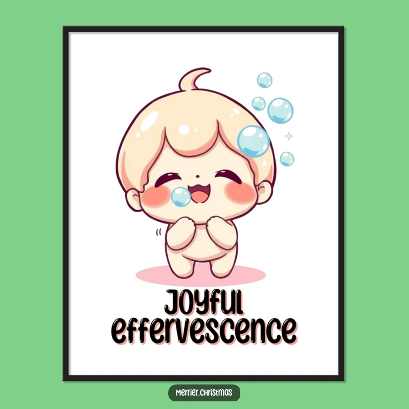 Funny Kawaii Bubble Blower Digital Print, Instant Joyful Art!