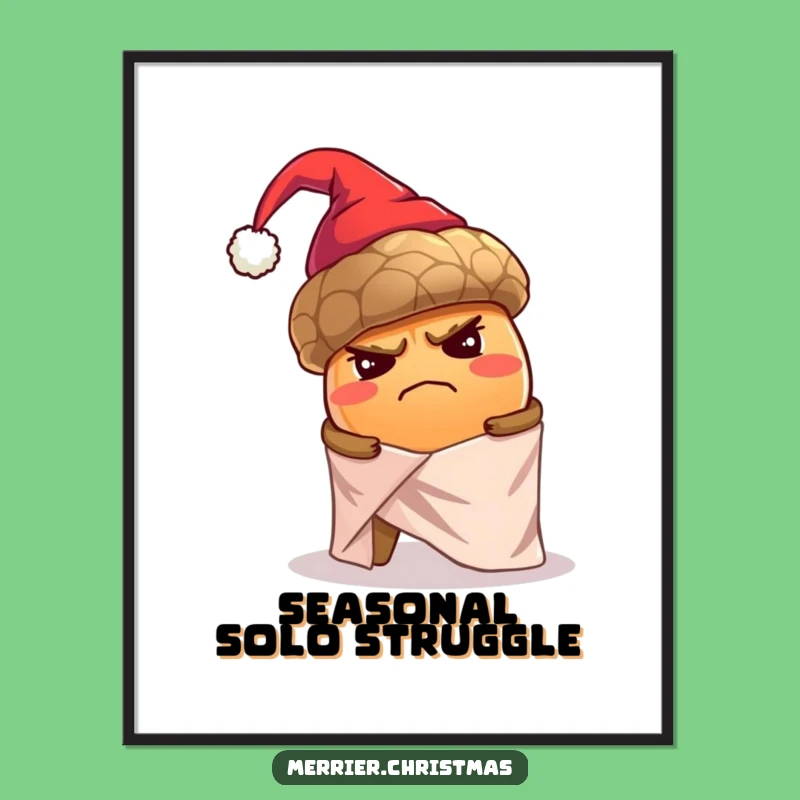 Funny Grumpy Acorn Digital Art - Instant Humorous Holiday Decor