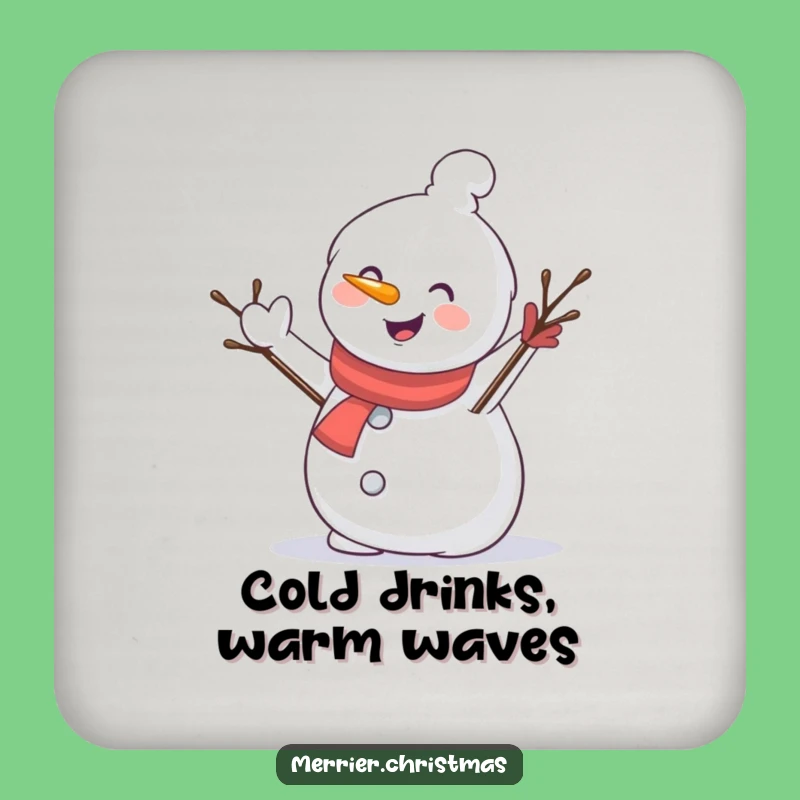 Funny Snowman Waving Coaster: Protect Surfaces with Winter Charm