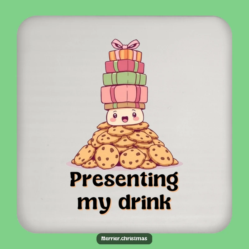 Funny Bewildered Cookie Pile Coaster - Protect Surfaces with Humor