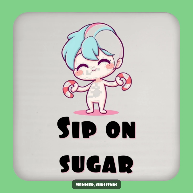 Funny Candy Cane Drink Coaster: Protect Surfaces with Playful Holiday Humor