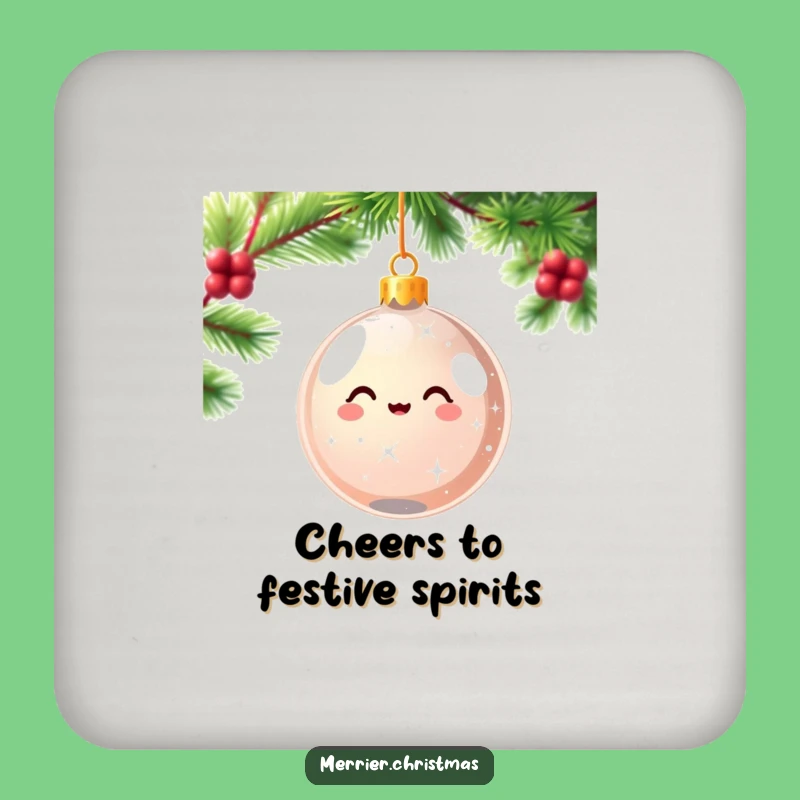 Funny Christmas Ornament Coaster - Sparkling Kawaii Delight - Festive Gift