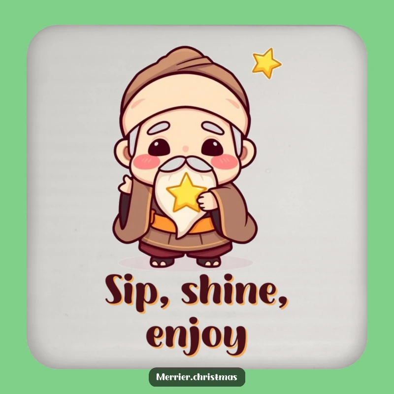 Funny Kawaii Wise Man Coaster: Share Light on Your Surfaces
