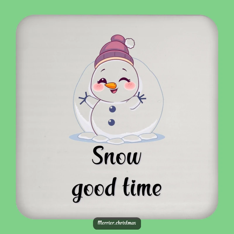 Funny Winking Snowman Drink Coasters: Protect Surfaces with Festive Humor!