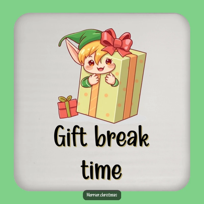 Funny Elf Gift Coaster: Enthusiastic Holiday Protection, Cute Funny Gift