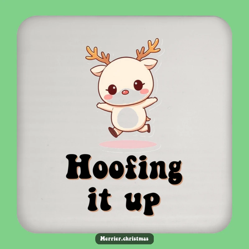 Funny Kawaii Reindeer Skip Coaster, Protect Surfaces with Holiday Cheer!
