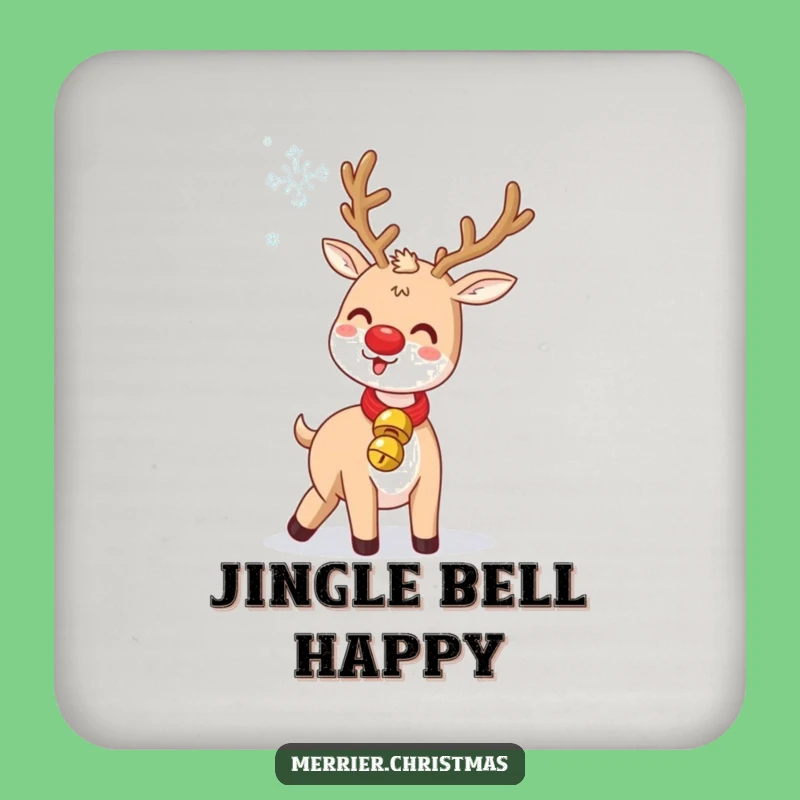 Funny Jingle Bell Reindeer Drink Coasters: Protect Surfaces with Festive Humor!